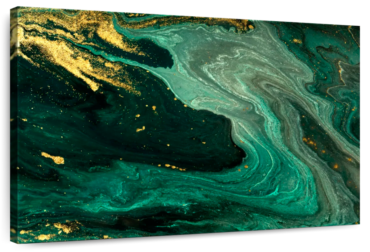 Green And Gold Abstract Wall Art