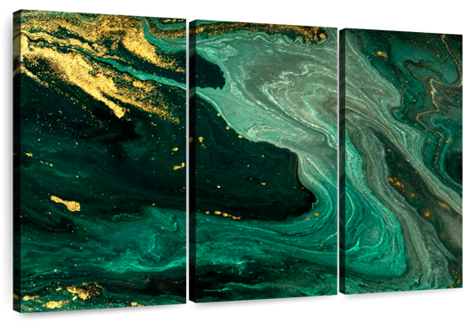 Green And Gold Abstract Wall Art