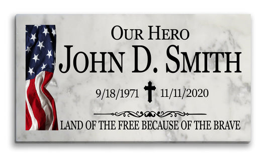 Custom Military Memorial Plaque – Patriotic Tribute Gift With Flag