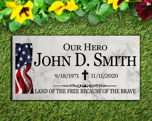 Custom Military Memorial Plaque – Patriotic Tribute Gift With Flag