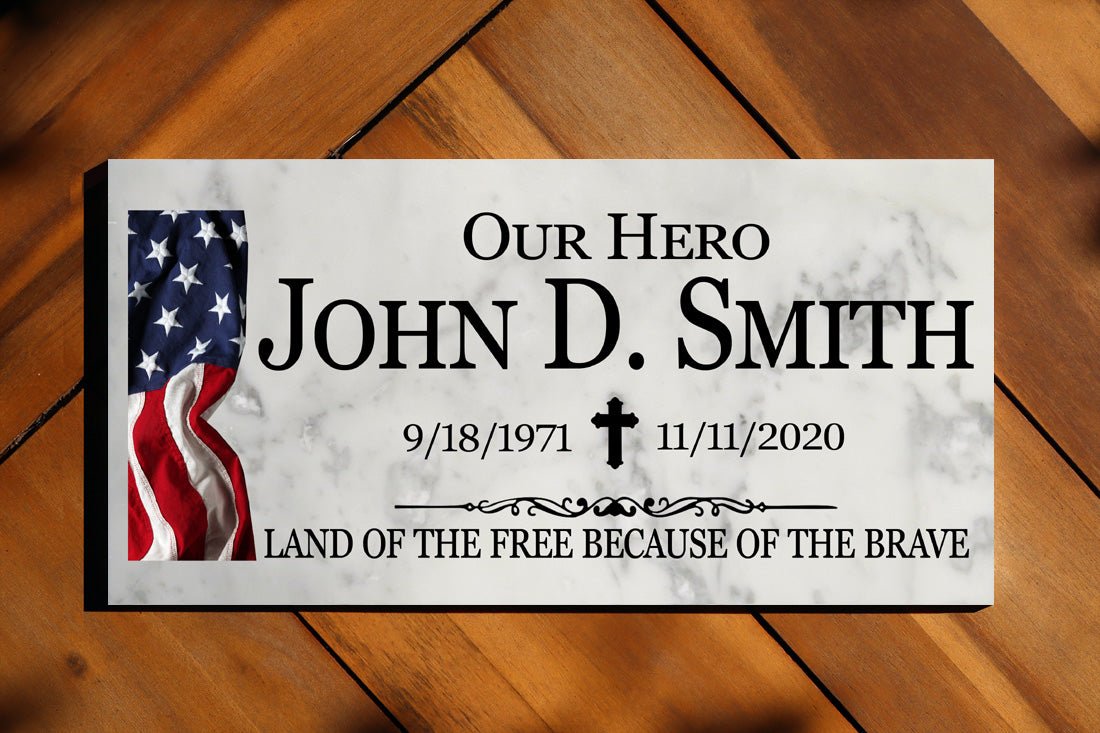 Custom Military Memorial Plaque – Patriotic Tribute Gift With Flag