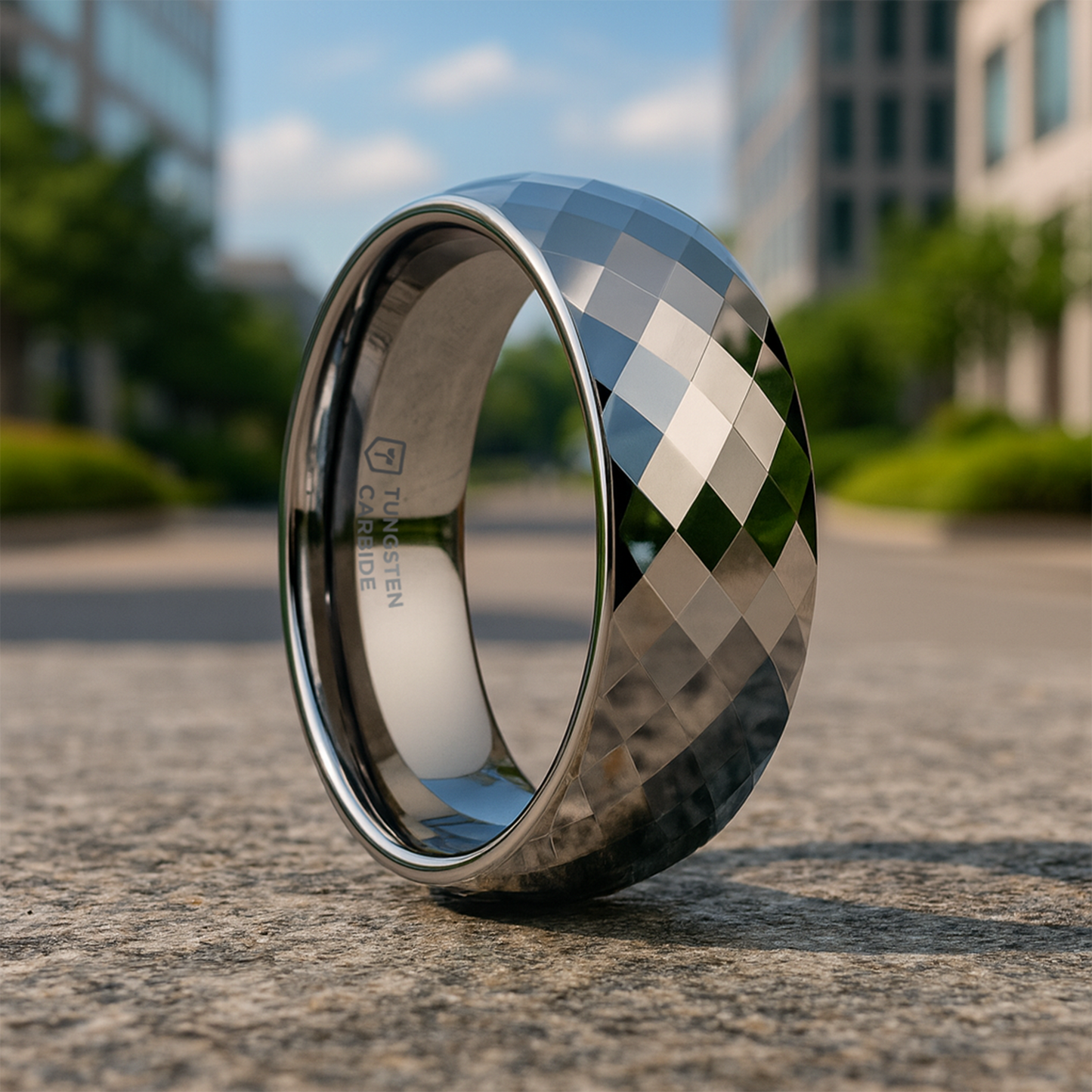 MILLENNIUM Tungsten Wedding Band with 288 Diamond Facets - 2mm - 10mm