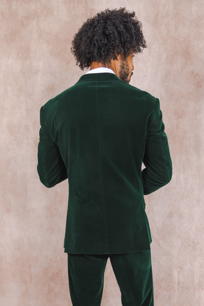 The Elegant Evergreen | Green Velvet Velvet Blazer