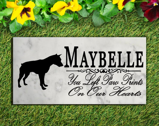 Min Pin Memorial Stone PERSONALIZED Miniature Pinscher Dog Garden Rock Grave Marker Outdoor or Indoor