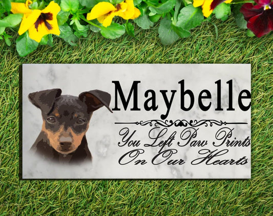 Miniature Pinscher Memorial Stone MinPin Grave Marker or Min Pin Garden Plaque