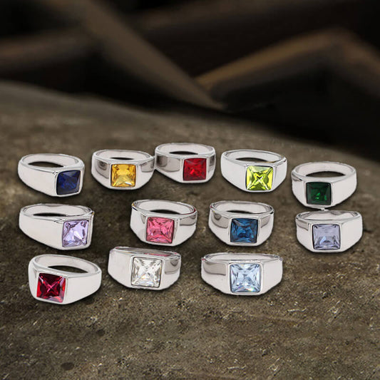 Minimalist Birthstone Stainless Steel Ring