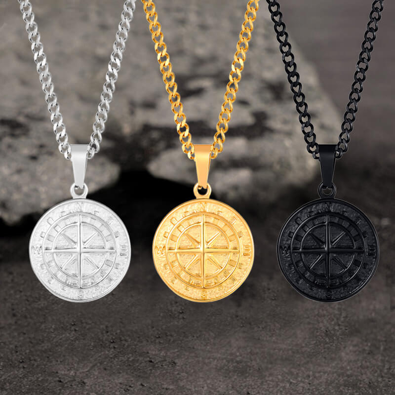 Minimalist Compass Stainless Steel Pendant