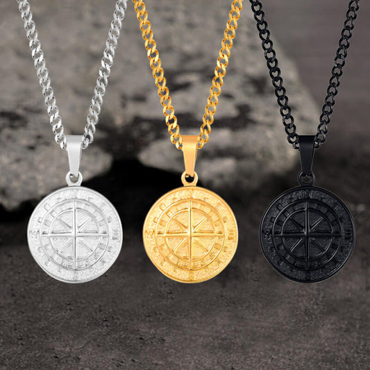Minimalist Compass Stainless Steel Pendant
