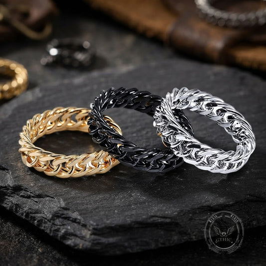 Minimalist Double Weave Chain Stainless Steel Ring