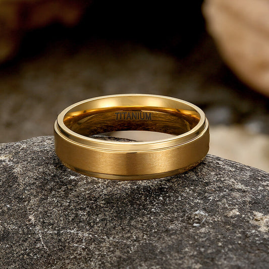 Minimalist Gold Color Titanium Band Ring