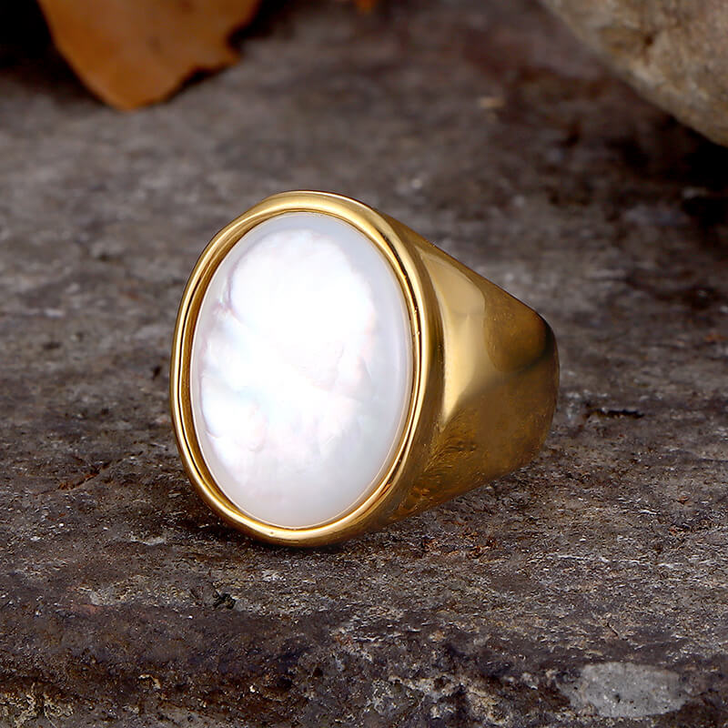 Minimalist Round Shell Stainless Steel Ring