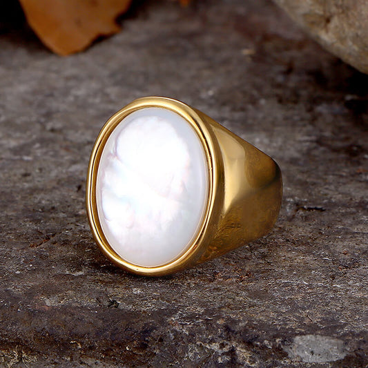 Minimalist Round Shell Stainless Steel Ring