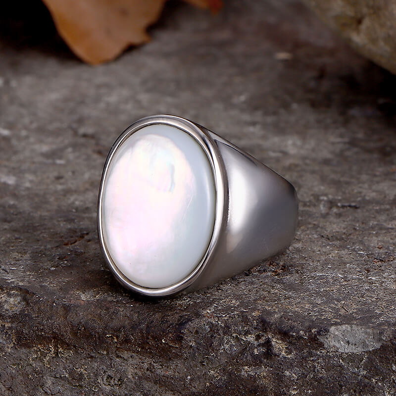 Minimalist Round Shell Stainless Steel Ring