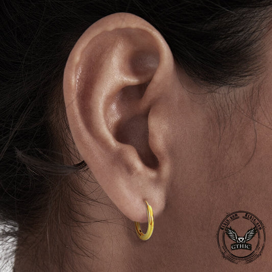 Minimalist Round Stainless Steel Hoop Earrings