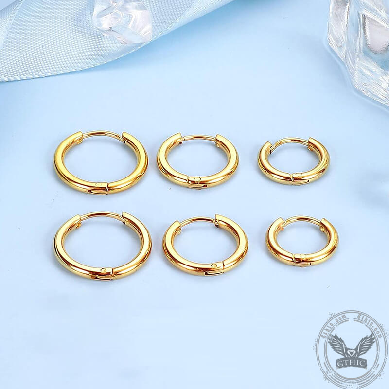 Minimalist Round Stainless Steel Hoop Earrings