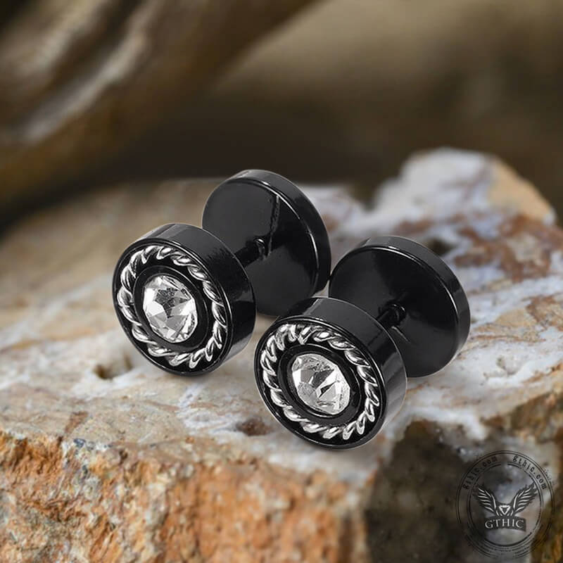 Minimalist Round Zircon Stainless Steel Stud Earrings