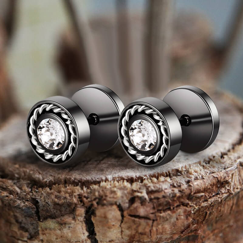 Minimalist Round Zircon Stainless Steel Stud Earrings