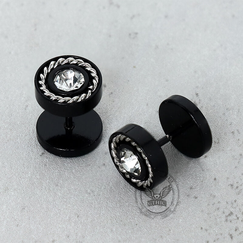 Minimalist Round Zircon Stainless Steel Stud Earrings