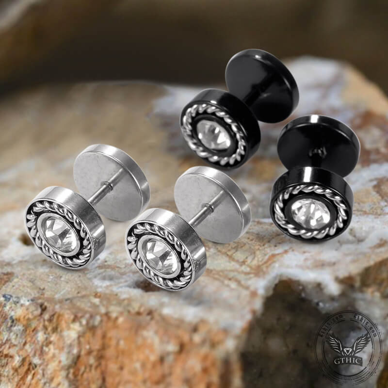 Minimalist Round Zircon Stainless Steel Stud Earrings