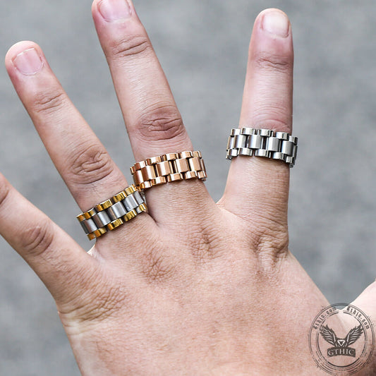 Minimalist Watch Chain Design Stainless Steel Ring
