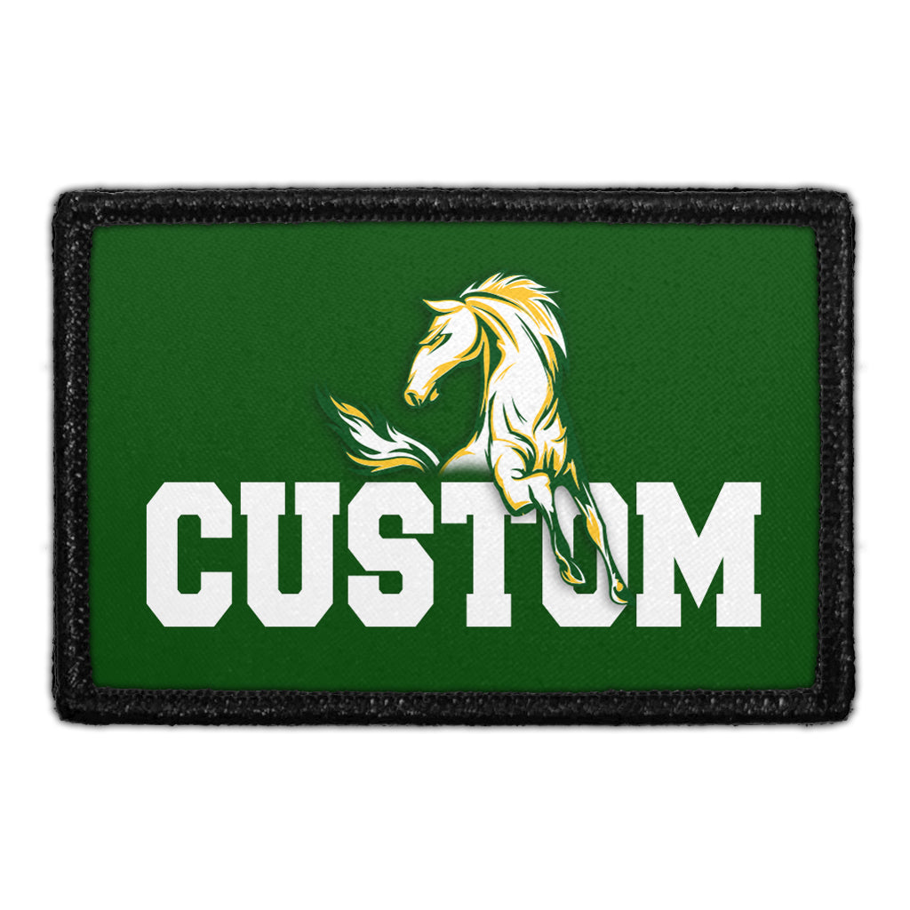 Mira Costa Custom Text With Horse - White Outline - Removable Patch
