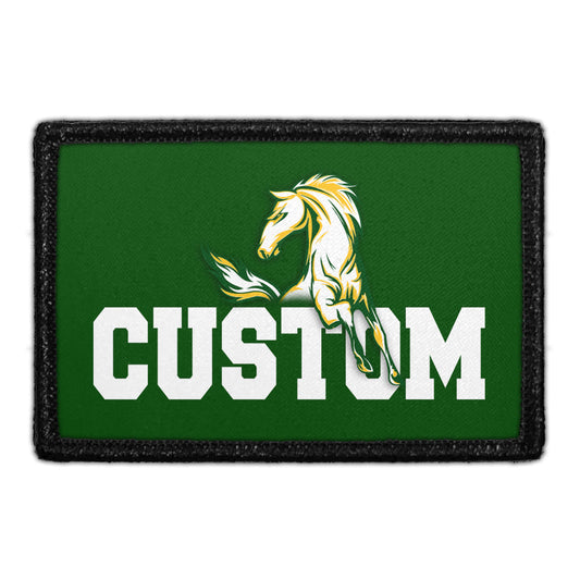 Mira Costa Custom Text With Horse - White Outline - Removable Patch