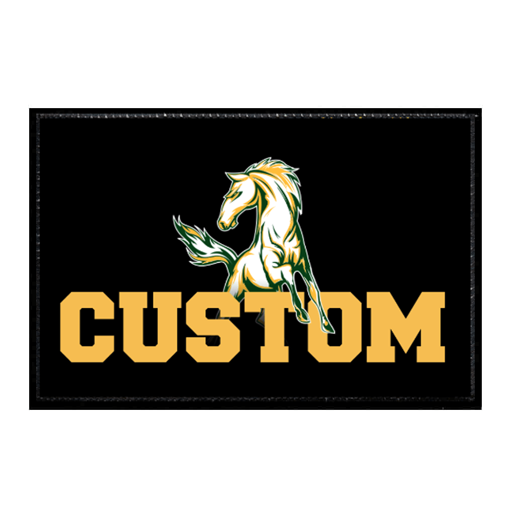 Mira Costa Custom Text With Horse - Yellow Text Black Background - Removable Patch