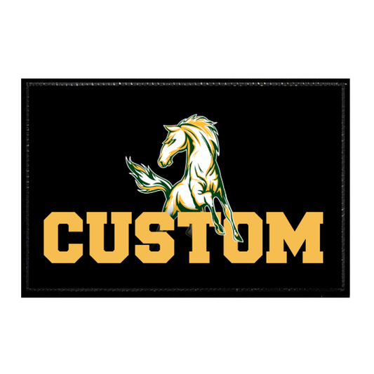 Mira Costa Custom Text With Horse - Yellow Text Black Background - Removable Patch