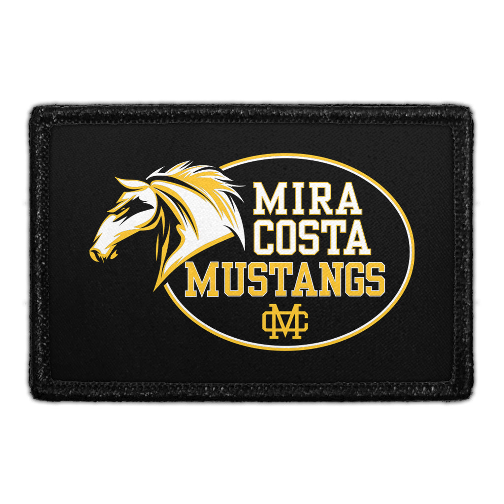 Mira Costa Mustangs - Horse Head Badge On Black - Removable Patch