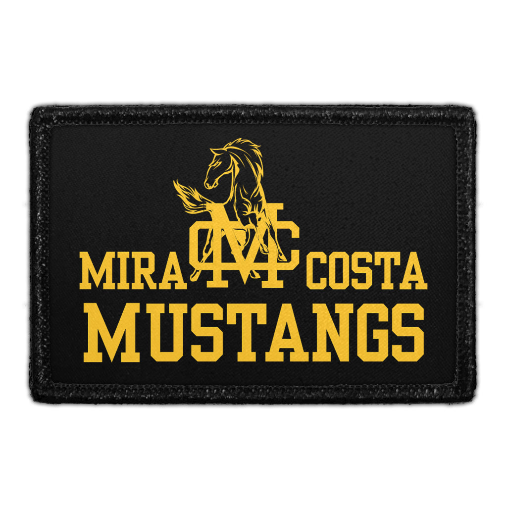 Mira Costa Mustangs With Badge - Black Background - Removable Patch