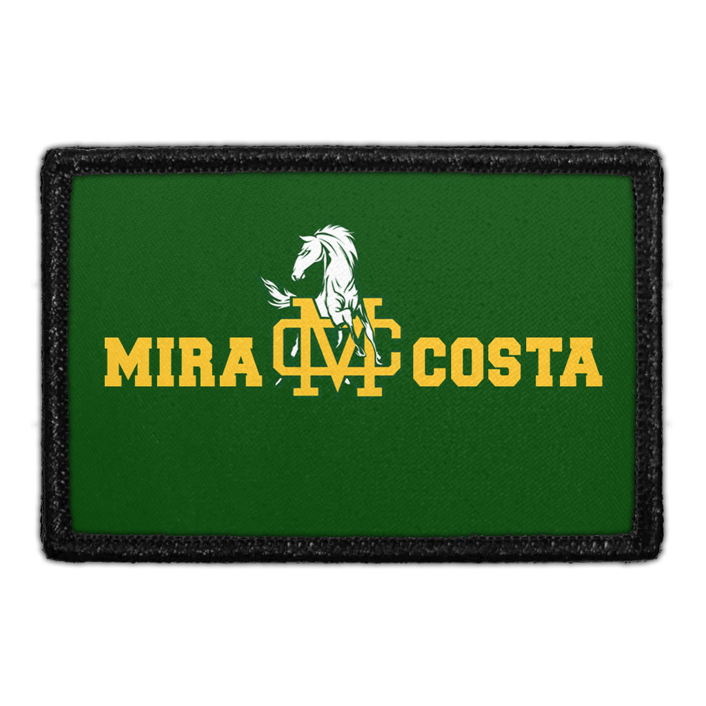 Mira Costa Mustangs With Badge Custom On Black - Removable Patch