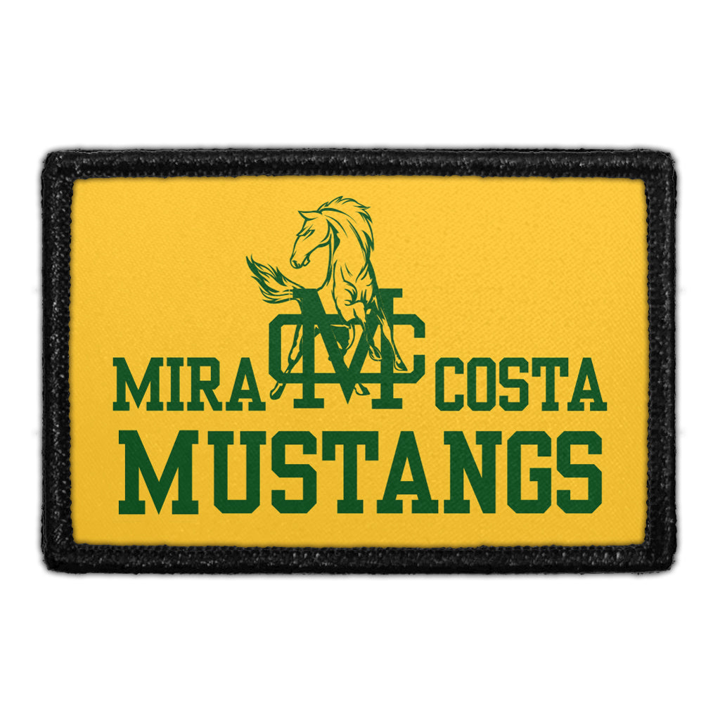 Mira Costa Mustangs With Badge - Yellow Background  - Removable Patch