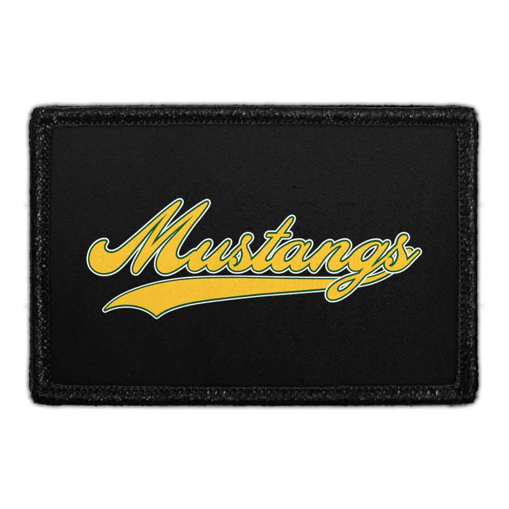 Mira Costa - Mustangs Yellow Script Text On Black - Removable Patch