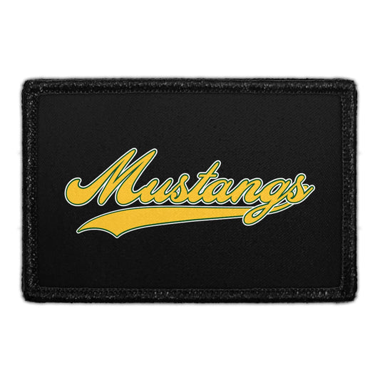 Mira Costa - Mustangs Yellow Script Text On Black - Removable Patch