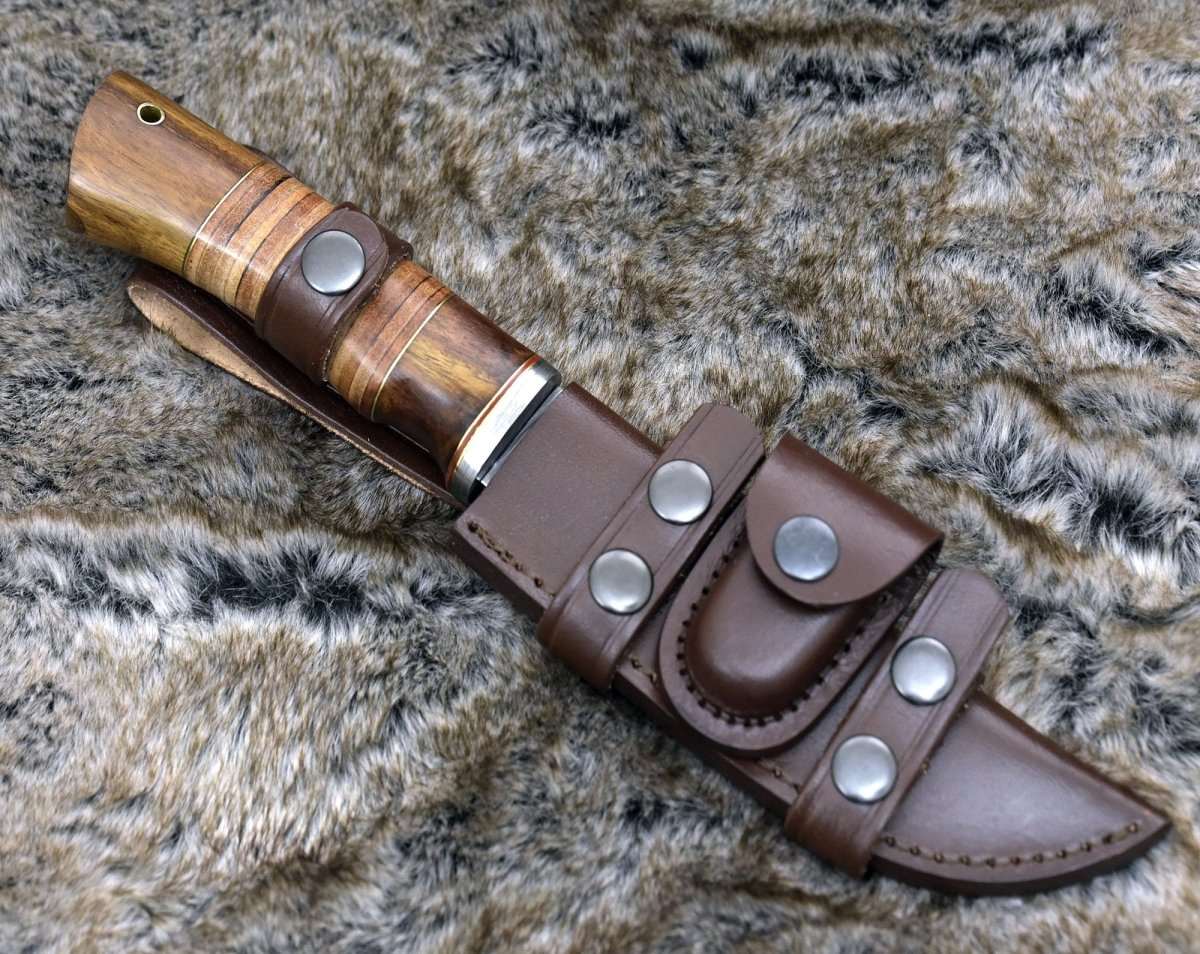 Miracle Damascus Hunting Knife with Stacked Leather Handle