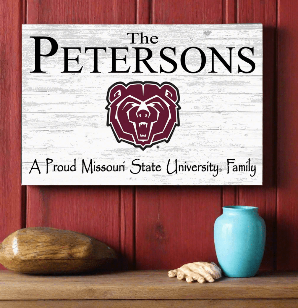 Missouri State Family Name Sign – Personalized Wood Plaque for Alumni or Graduation