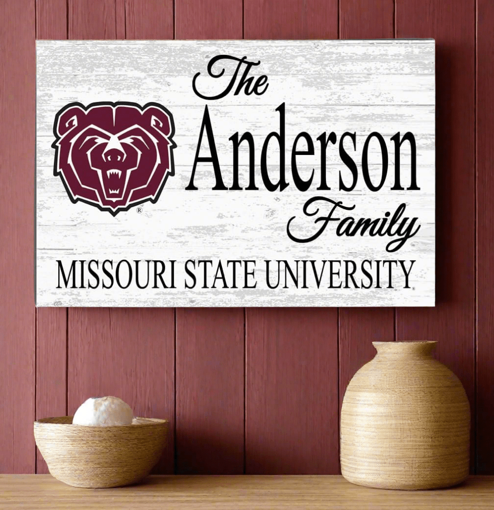 Missouri State Family Name Sign – Personalized Wood Plaque for Alumni or Graduation