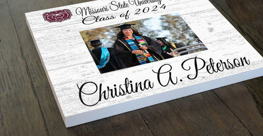 Missouri State Bears Personalized Graduation Picture Frame Plaque – Custom Printed Wood – Upload Your Photo, Name & Class Year – 10.5"x10.5"