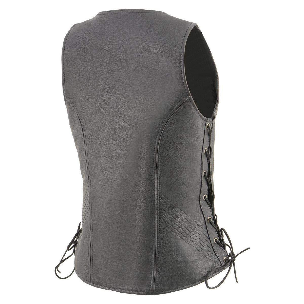 Milwaukee Leather MLL4532 Women's Side Laced Premium Black Leather Motorcycle Rider Vest w/ Cool-Tec Leather Treatement