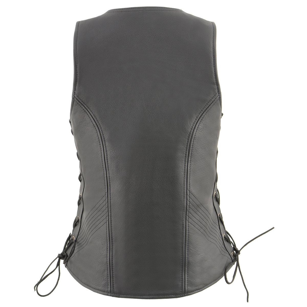 Milwaukee Leather MLL4532 Women's Side Laced Premium Black Leather Motorcycle Rider Vest w/ Cool-Tec Leather Treatement