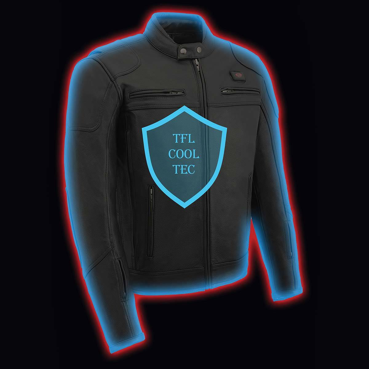 Milwaukee Leather MLM1526 Men's Stay Cool Black Premium Leather Sporty Motorcycle Jacket w/ Cool-Tec Leather Treatement