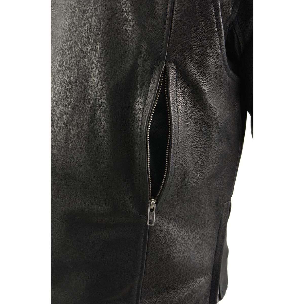Milwaukee Leather MLM1526 Men's Stay Cool Black Premium Leather Sporty Motorcycle Jacket w/ Cool-Tec Leather Treatement