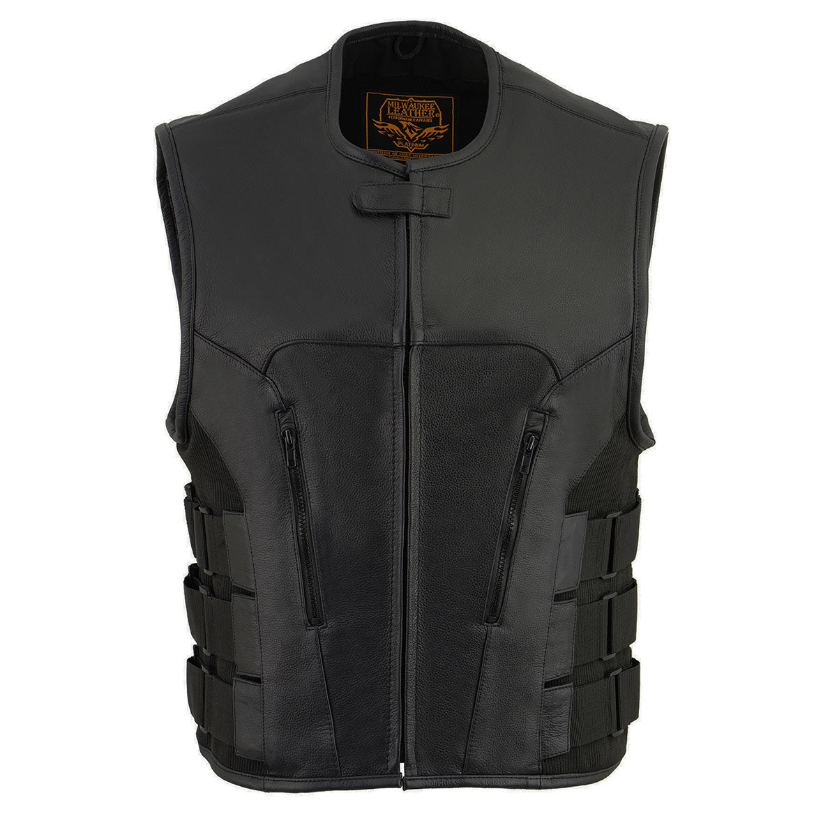 Milwaukee Leather MLM3500 Men's Swat Style Rider Leather Vest w/ Single Panel Back for Club Patches