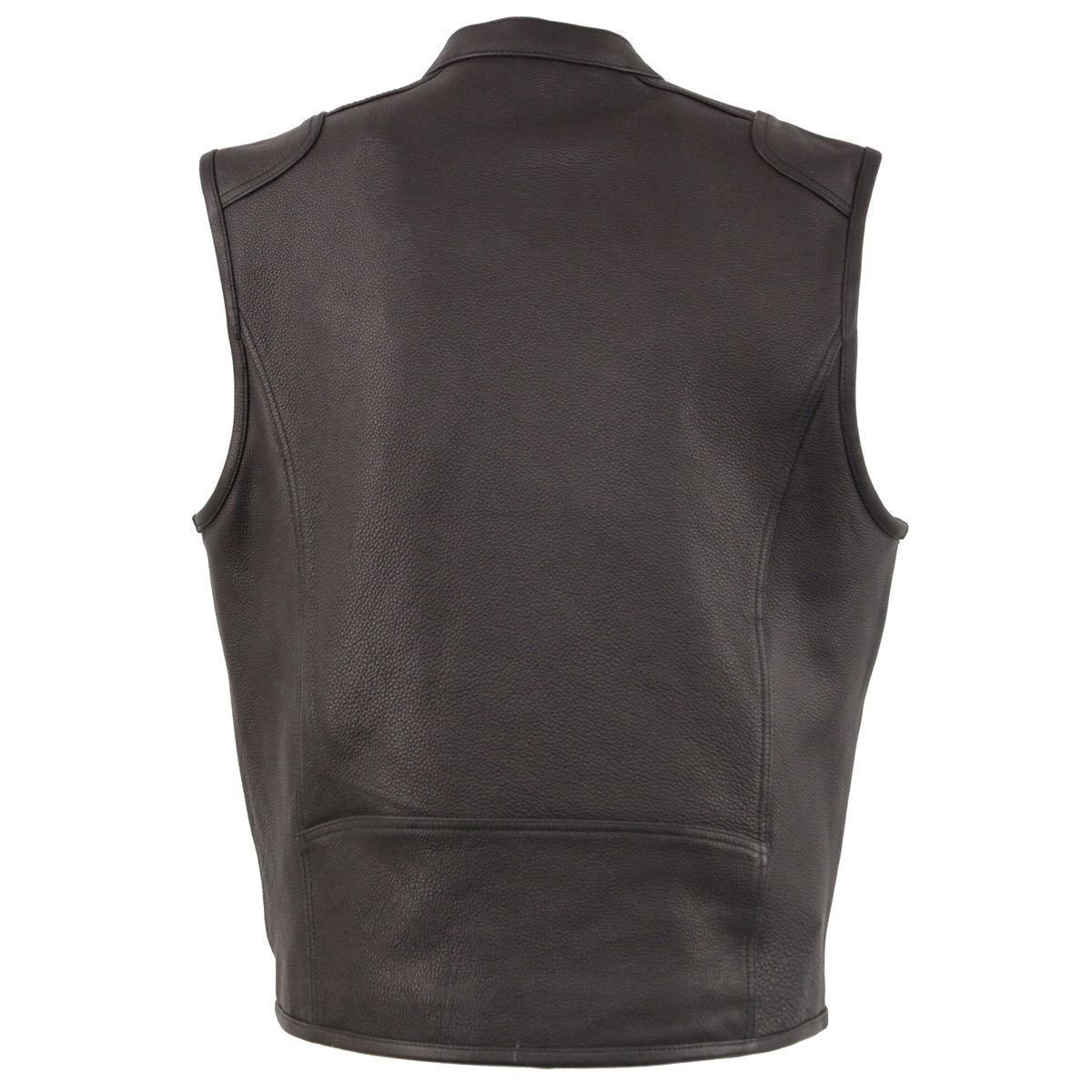 Milwaukee Leather MLM3502 Men's Black Premium Leather Motorcycle Rider Vest with Cool-Tec Leather Treatment Tech