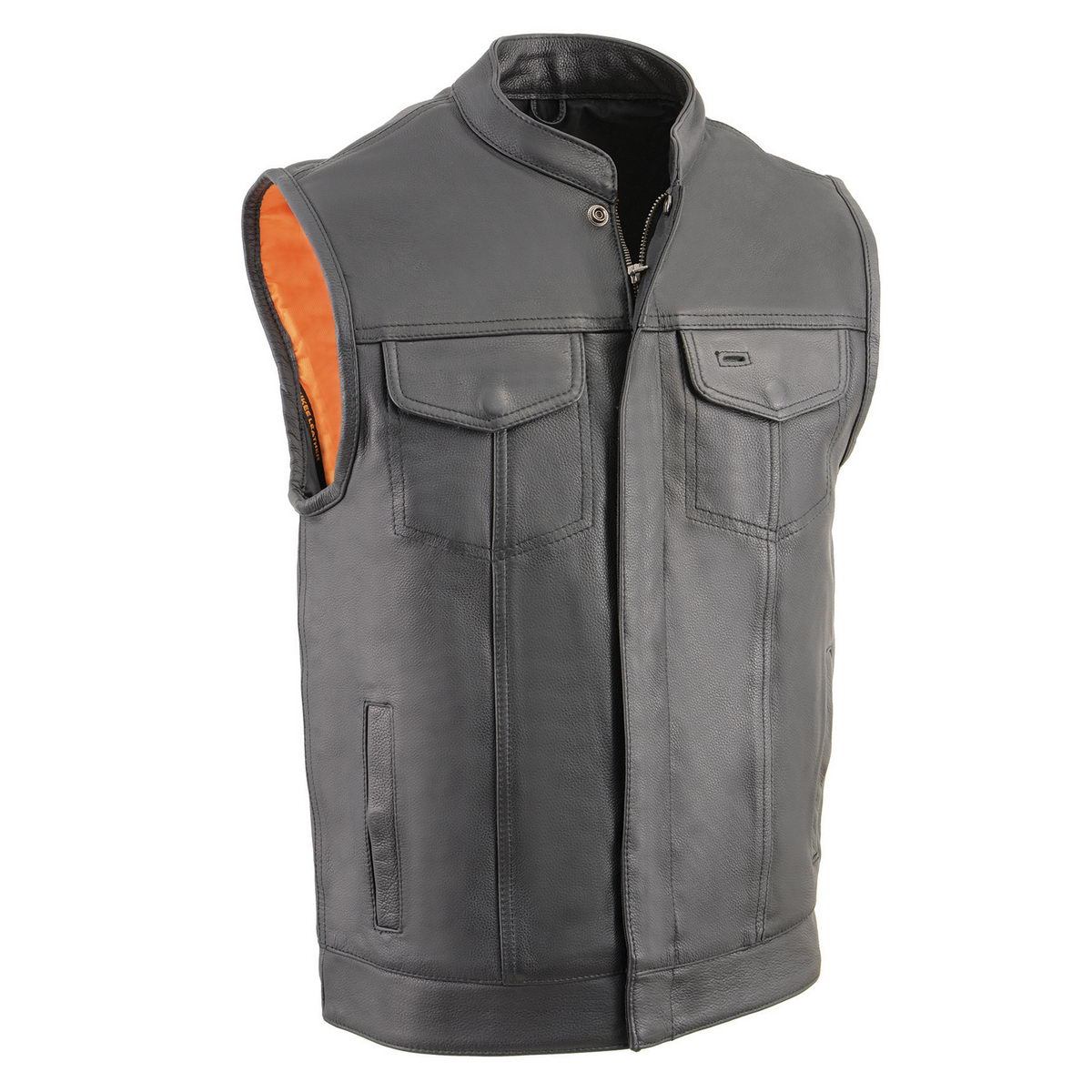 Milwaukee Leather Men's MLM3514 Black Premium Dual Closure Club Style Motorcycle Vest w/ Cool-Tec Leather Treatment