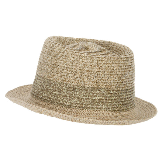 Men's Multi Tweed Paper Braid Pork Pie Fedora Hat