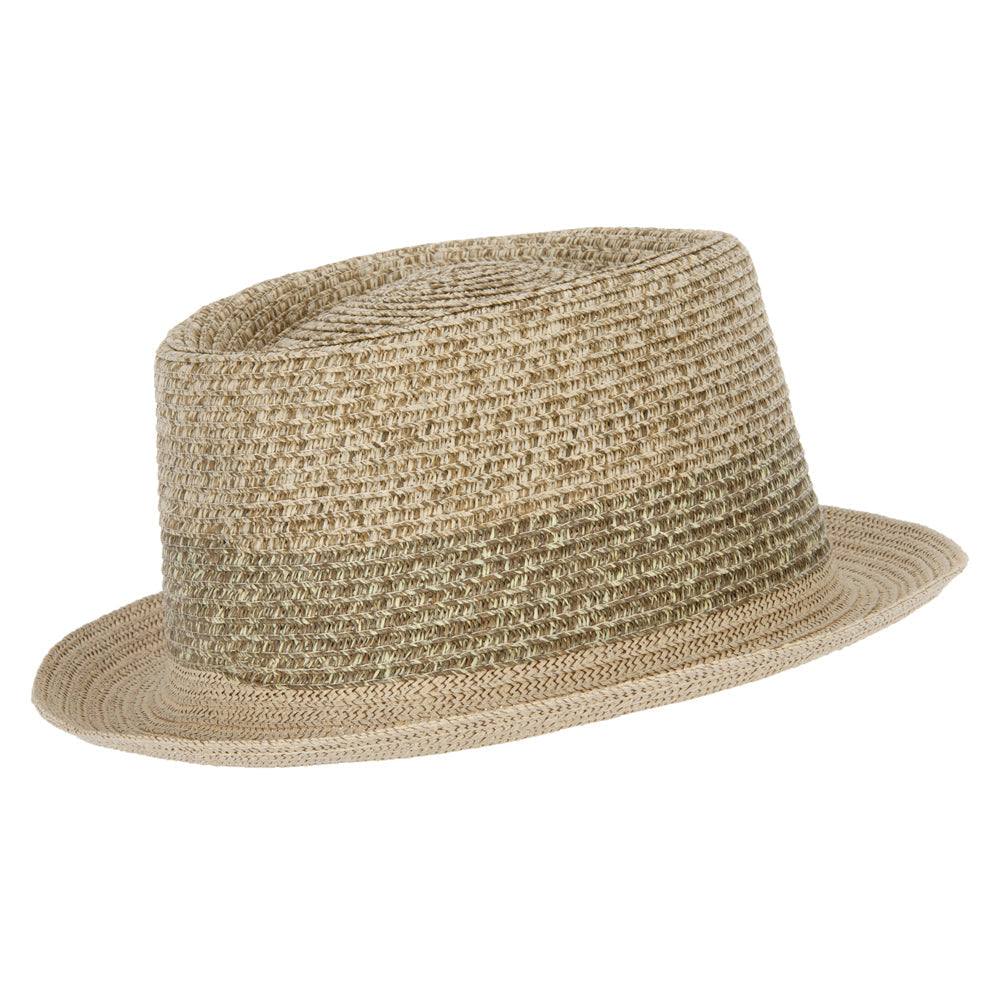 Men's Multi Tweed Paper Braid Pork Pie Fedora Hat