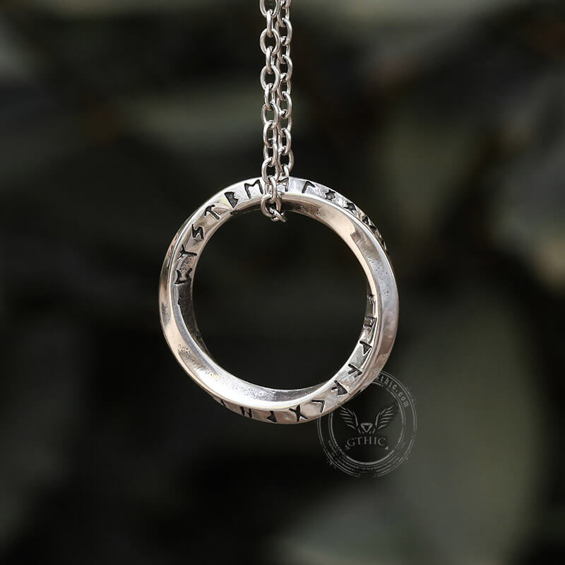 Mobius Strip Runes Stainless Steel Viking Pendant