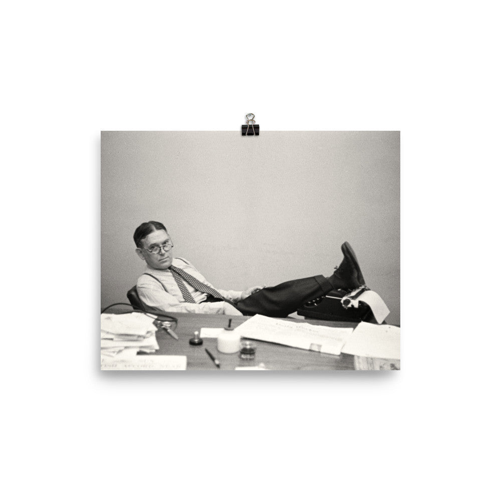 H.L. Mencken Sitting At His Desk Print