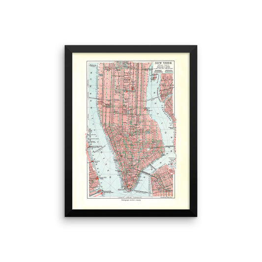 Vintage New York City Map Framed poster